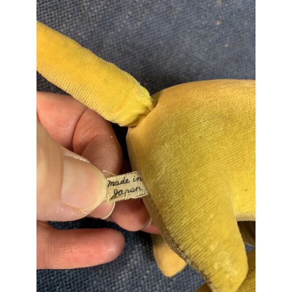 VINTAGE 1960’s Small Yellow Dog Sawdust Filled Plush Made In Japan Corduroy Ears - Picture 9 of 9